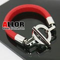 Novelty genuine leather bracelet with stainless steel round clasp 2