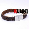 Brown genuine leather bracelet with