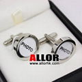 Stainless steel round photo frame cufflinks 2