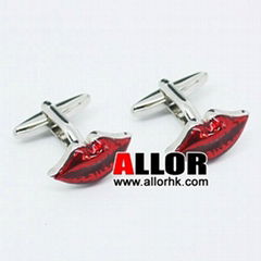 Novelty red lip stainless steel cufflinks