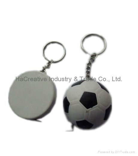 Football shape Tape measure with key ring