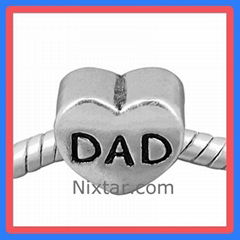 Heart Shape With DAD Stamped European Bead Wholesale