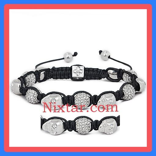 Skull Beads And Crystal Beads Macrame Bracelet Wholesale