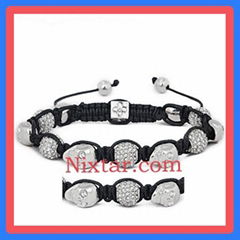 Skull Beads And Crystal Beads Macrame Bracelet Wholesale