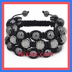 Hematite Beads And Crystal Beads Macrame Bracelet Wholesale