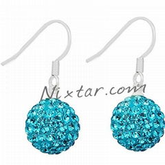 Fashion Cyan Crystal Stones Earrings Wholesale