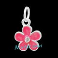 Pink Flower Shape Silver Plated Enamel Charm Wholesale 1