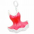 Pink Flower Shape Silver Plated Enamel Charm Wholesale 4