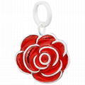 Pink Flower Shape Silver Plated Enamel Charm Wholesale 5