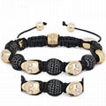 Skull Beads And Crystal Beads Macrame Bracelet Wholesale 2