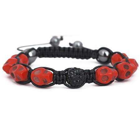 Skull Beads And Crystal Beads Macrame Bracelet Wholesale 3