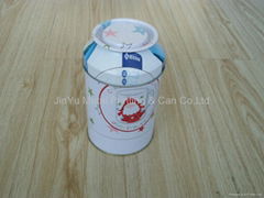 Round tea tin can with bowl shaped lid