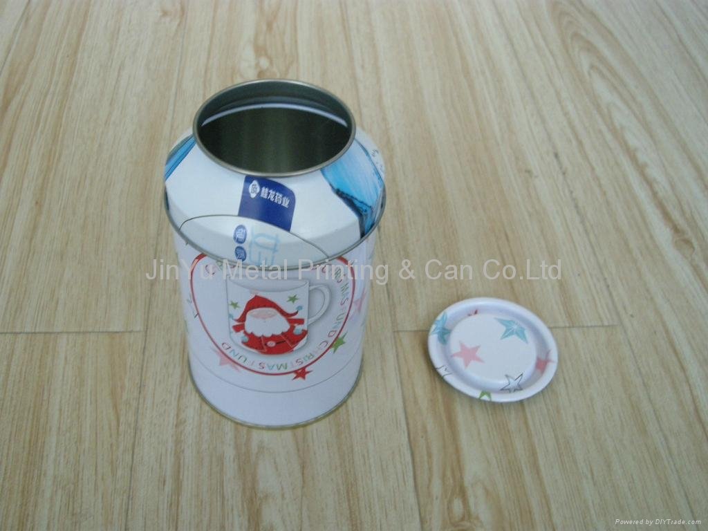 Round tea tin can with bowl shaped lid 2
