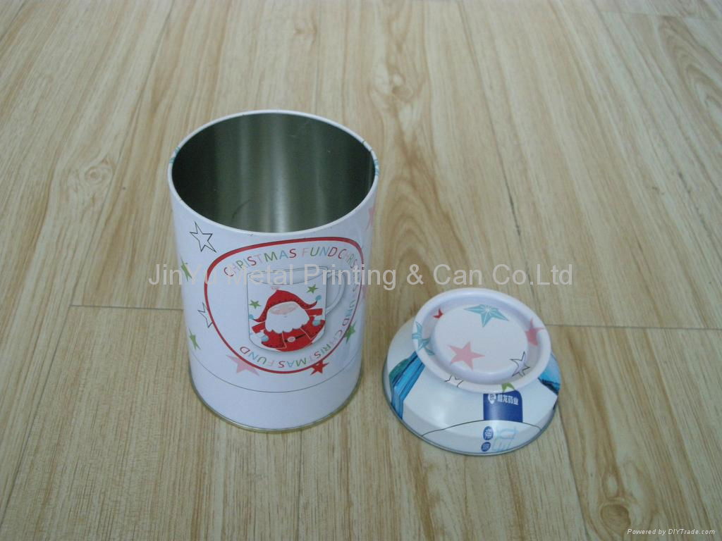 Round tea tin can with bowl shaped lid 3