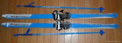 Good quality  cross country ski set with bindings and ski poles