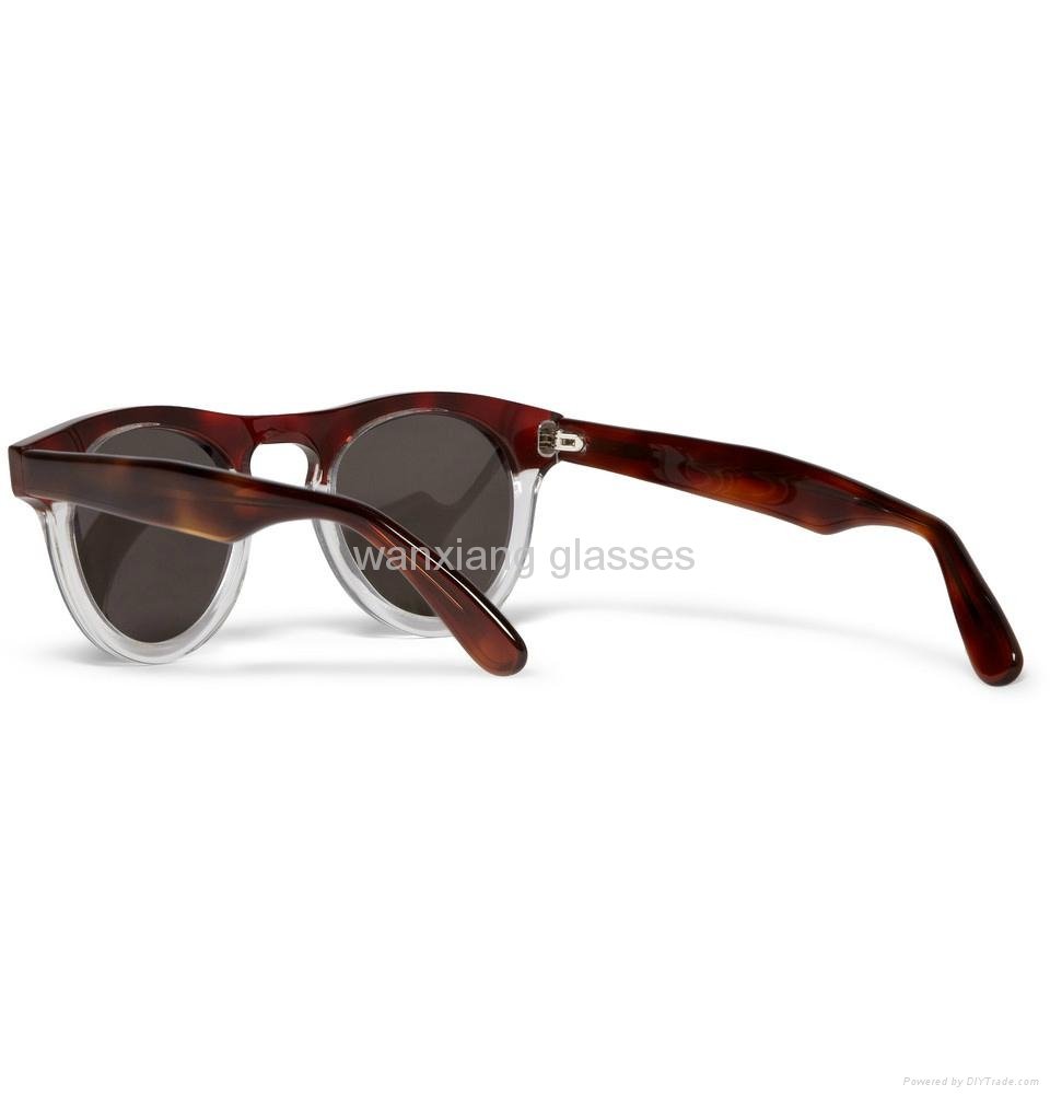 Half Clear Two-Tone Acetate Round-Frame Sunglasses 2