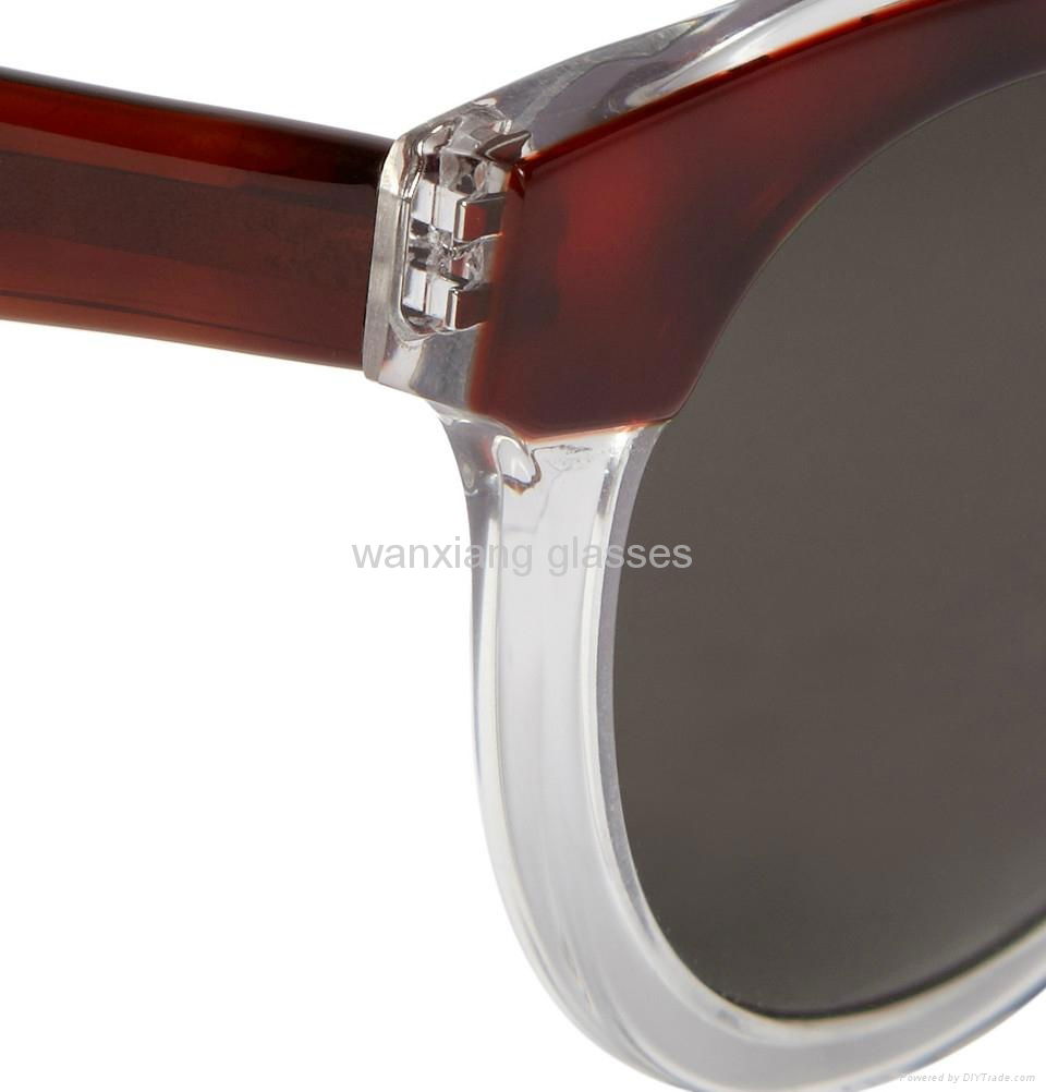 Half Clear Two-Tone Acetate Round-Frame Sunglasses 3