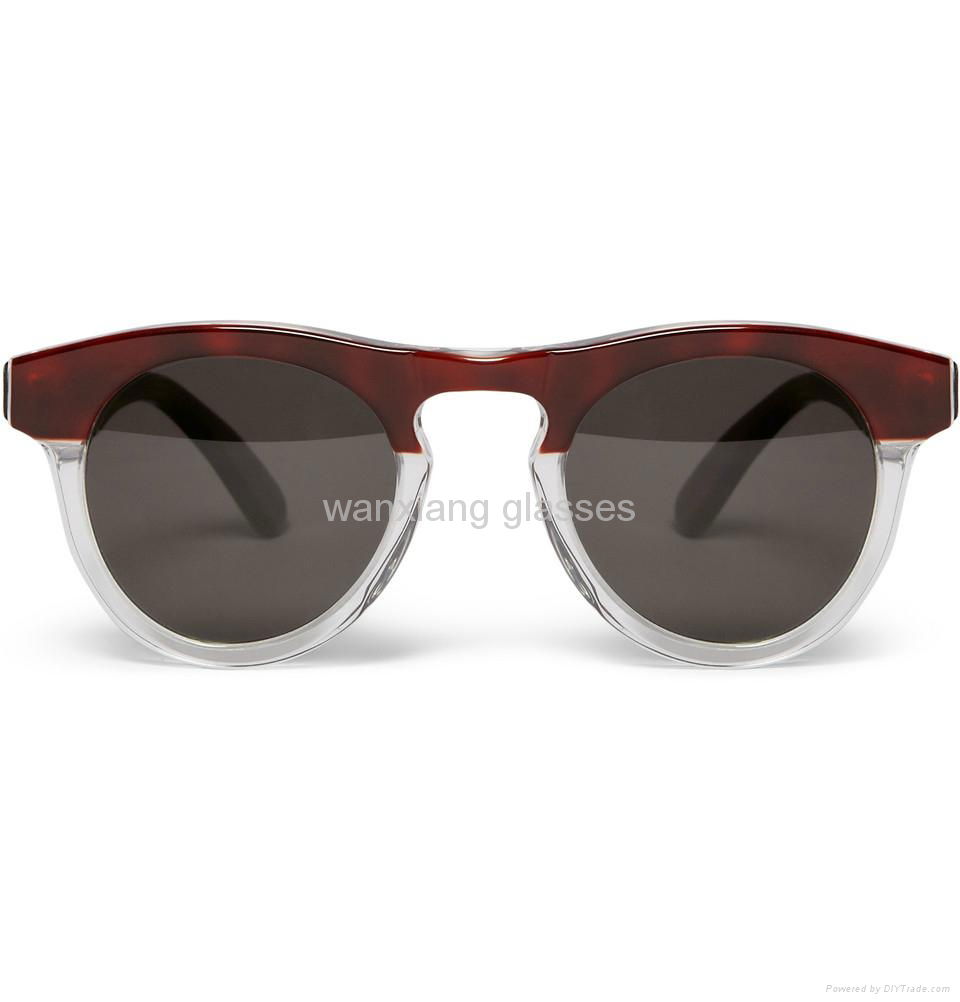 Half Clear Two-Tone Acetate Round-Frame Sunglasses 4