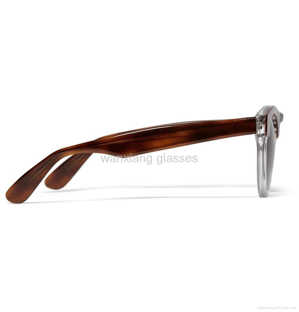 Half Clear Two-Tone Acetate Round-Frame Sunglasses 5