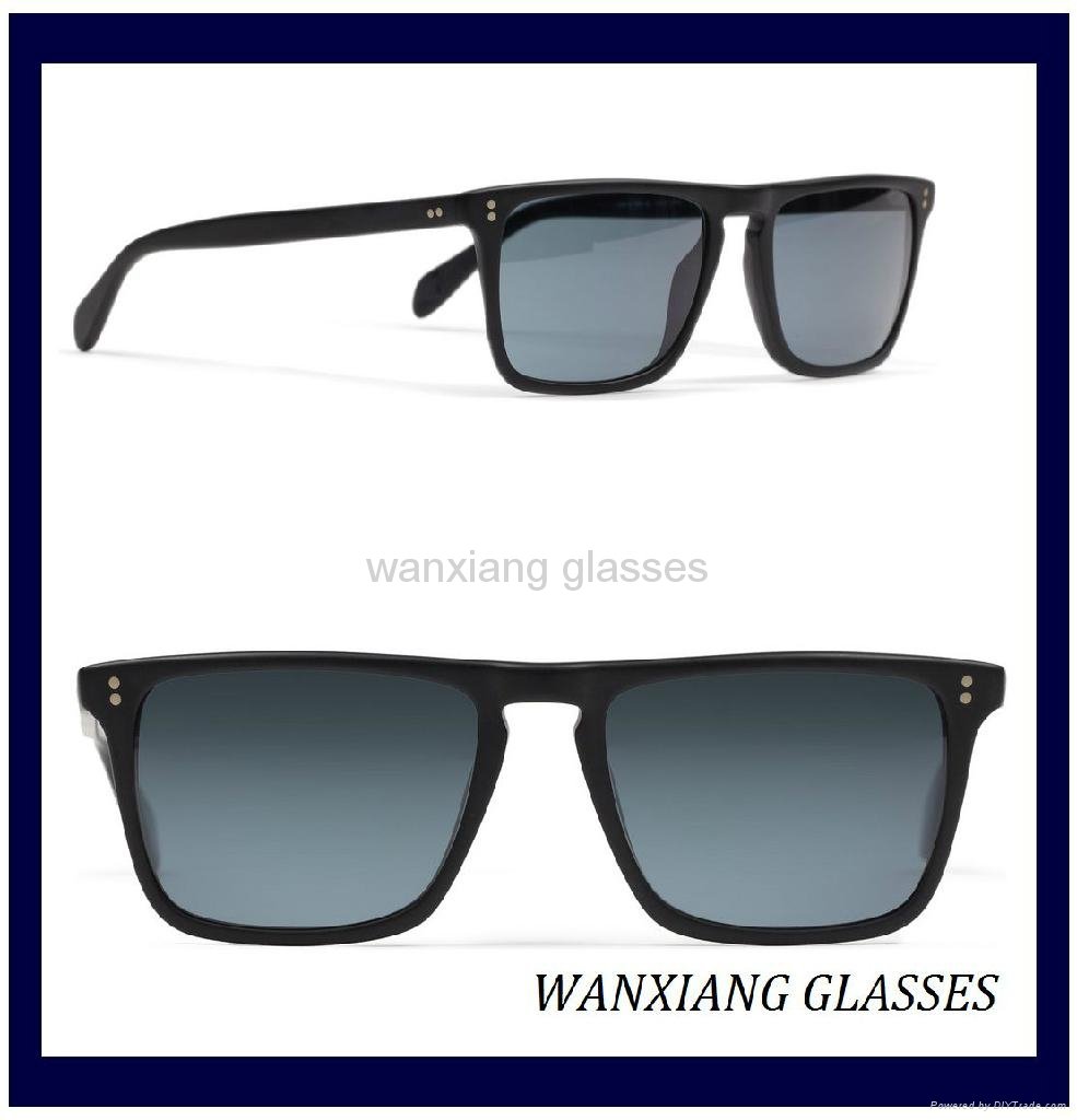 Black Matt Acetate Retangular Frame Sunglasses  