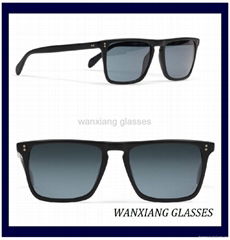 Black Matt Acetate Retangular Frame Sunglasses