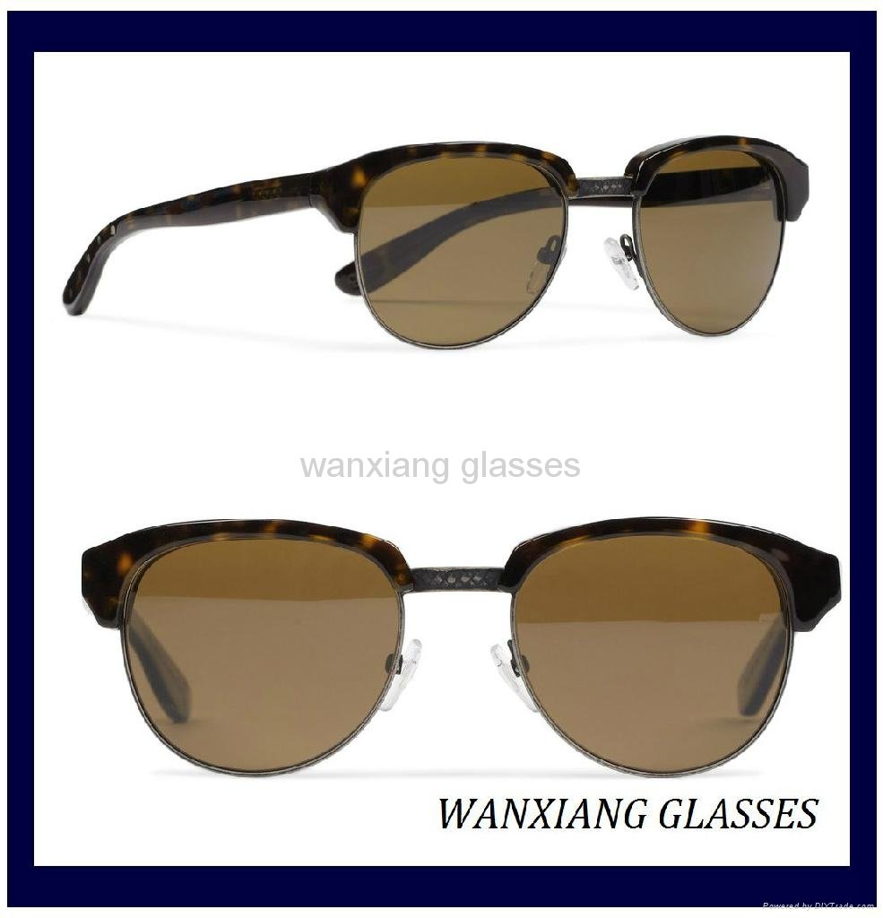 TortoiseShell Acetate and Metal Half Frame Sunglasses