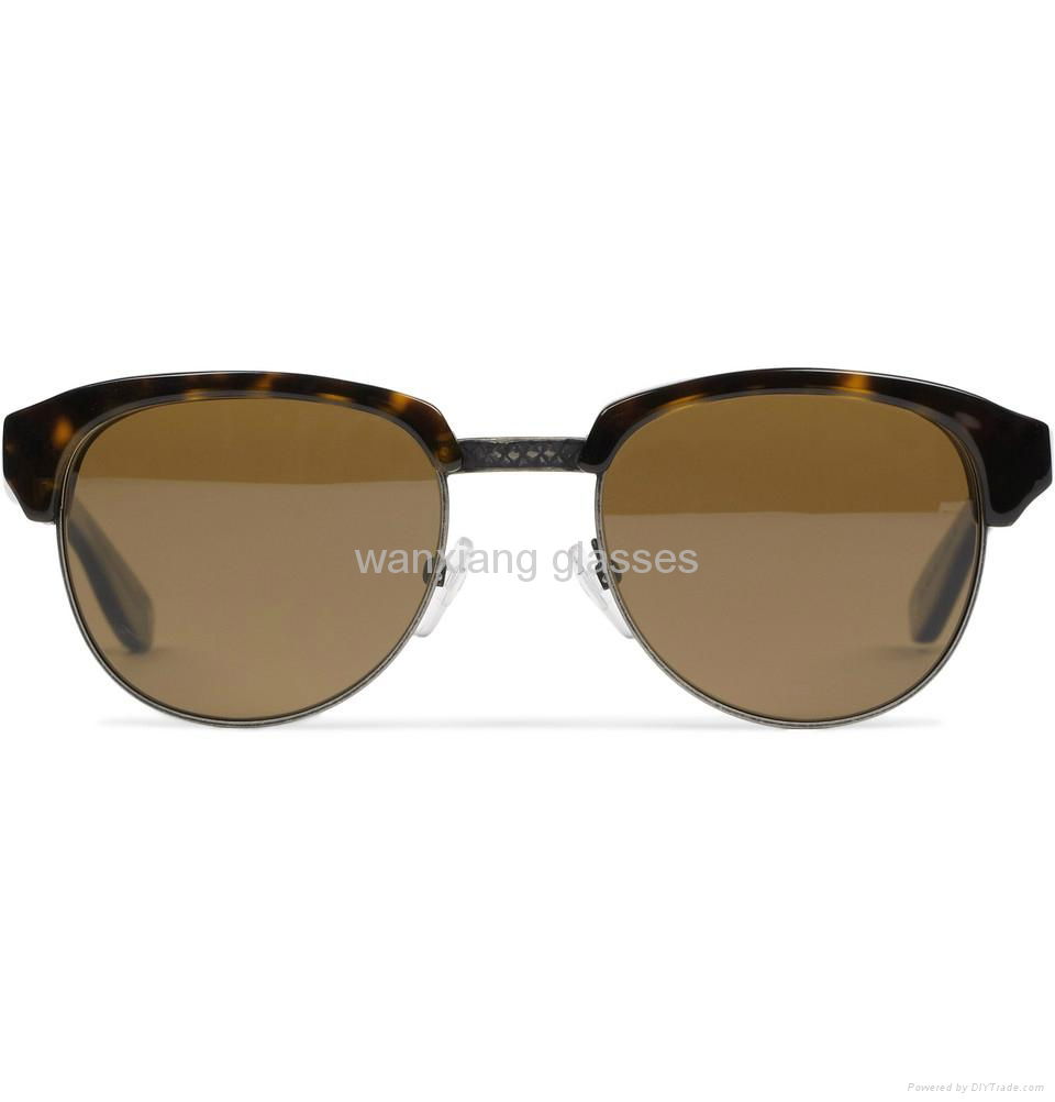 TortoiseShell Acetate and Metal Half Frame Sunglasses 4