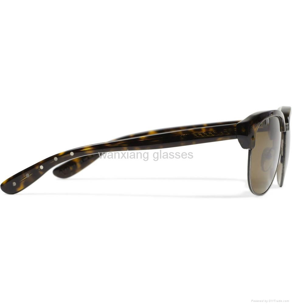TortoiseShell Acetate and Metal Half Frame Sunglasses 5