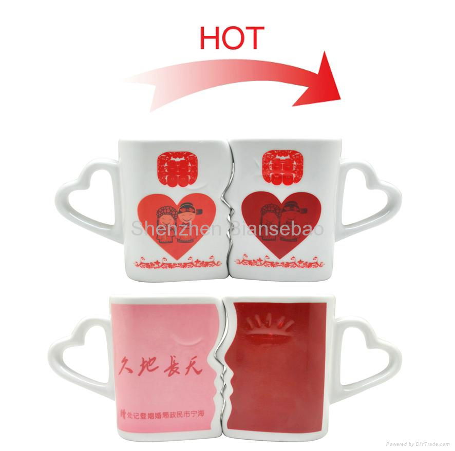 10 oz FDA approved Kiss mug set with color changing  4