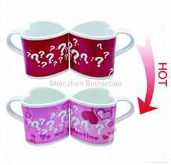 10 oz FDA approved Heart mug with color changing 