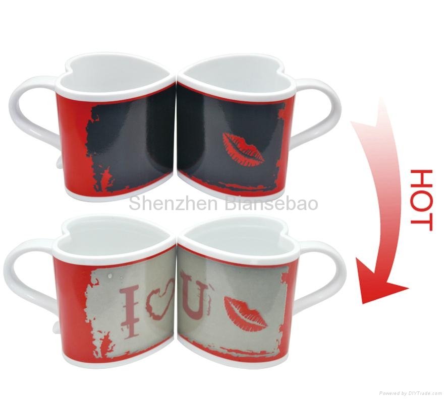 10 oz FDA approved Heart mug with color changing  2