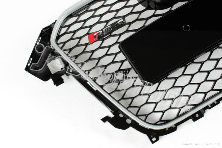 2013 RS4 Grill for Audi A4 Black Mesh Silver Painting Edge 4