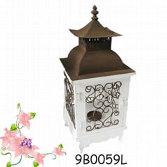 Home decoration wooden wrought iron lantern