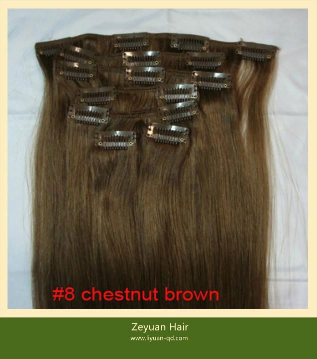 clip in indian virgin remy human hair extension 5