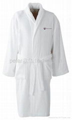 Cotton Plain Hotel Bathrobe With Embroidery 