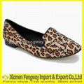 Leopard Leather Upper flat Heel shoes With Bowknot Fashion Shoes