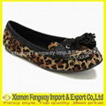 Leopard Leather Upper flat Heel shoes With Bowknot Fashion Shoes 3