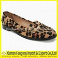 Leopard Leather Upper flat Heel shoes With Bowknot Fashion Shoes 4