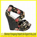 Leatherette Platform Wedge Heel Party/Evening Shoes With Flower  3