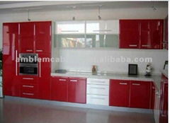 Red Lacquer kitchen cabinet 