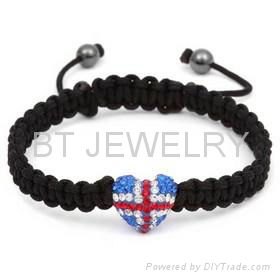 Union Jack Shamballa Bracelet UK Flag Heart Jewelry