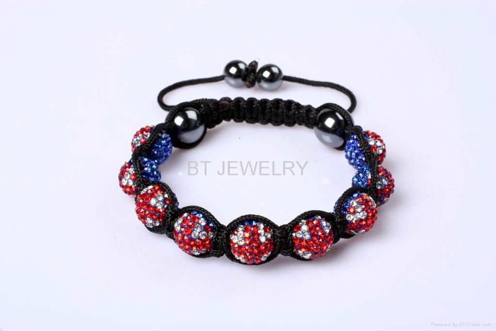 Union Jack Shamballa Bracelet UK Flag Heart Jewelry 2