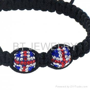 Union Jack Shamballa Bracelet UK Flag Heart Jewelry 3