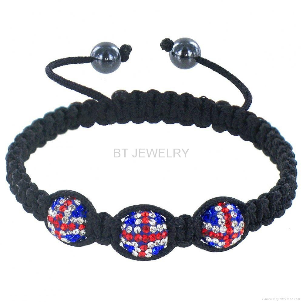 Union Jack Shamballa Bracelet UK Flag Heart Jewelry 4