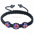 Union Jack Braclet UK Flag Jewery in Shamballa Style 2