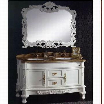 Solid classic wood bathroom cabinet bathroom vanity makeup bathroom furniture 4