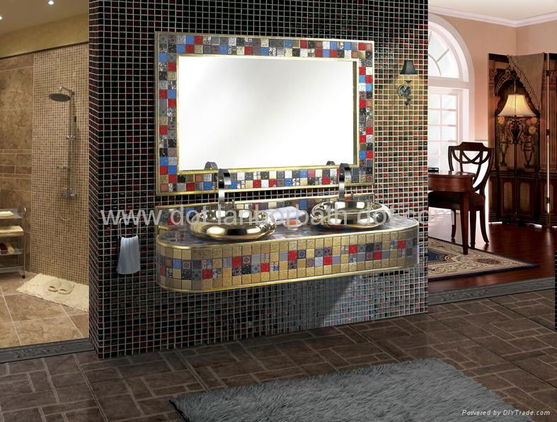 36" 2012 Innovative Mosaic Wall Mounted Modern Bathroom cabinet furniture set 4