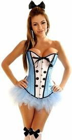 Sexy Alice Costume Strapless Pin-Up Alice Corset & Pettiskirt Alice Corset Top