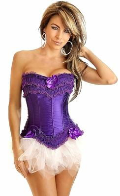 Burlesque Purple Corset & Pettiskirt,Overbust Corsets,Corset Top