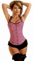 Schoolgirl Plaid Halter Corset,Sexy Schoolgirl Costume,Outerwear Corsets